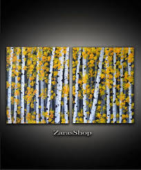 Birch Tree Wall Art Canvas Arbres De Merisier Abstraite Peinture Tremblaie Par Zarasshop Tree Painting Family Tree Painting Birch Trees Painting