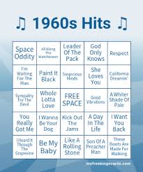 Ensure that your guest of honor has a truly happy 50th birthday! 1960s Hits Bingo