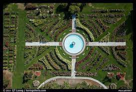 Aerial View Of Fontain In Rose Garden San Jose California Usa Color Aerial View Garden View Garden Design