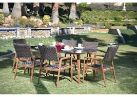 طاولة طعام حدائق من الراتان الصناعي لستة اشخاص