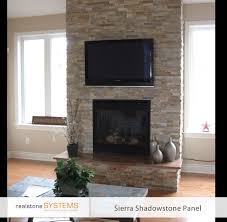 Similar To Our End Game Raised Hearth Beige Stone Thin Stone But No Mantel Wtf Reface Brick Fireplace Stacked Stone Fireplaces Stone Fireplace Wall