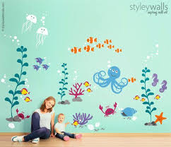 Under the sea decals will not only let their imaginations soar, but pique their interest in what lies below sea level. Sea Life Animals Wall Decal Ocean Wall Decal Sticker Etsy Playroom Wall Decals Animal Wall Decals Wall Decals