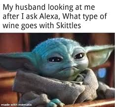 Baby Yoda Wine And Skittles Yoda Funny Yoda Meme Funny Relatable Memes