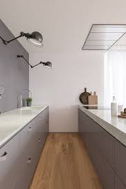 Rugged Minimalist Design Noble Olympos Mist With A Combination Of Sleek Grey Cabinets White And Muted Grey Tones And Grey Cabinets Minimalist Design Design