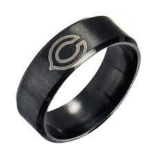 Chicago Bears Ring Football Black Stainless Steel Men Sport Ring Band Size 7 13 Black Band Ring Tungsten Mens Rings Black Rings