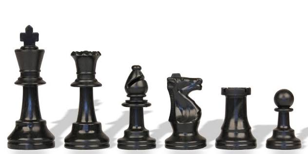 Black Club Plastic Chess Pieces with 3.75" King - 17 Piece Half Set