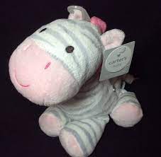 Carters Zebra Musical Plush Soft Toy Gray White Pink New 10 Musical Plush Baby Plush Toys Plush Animals
