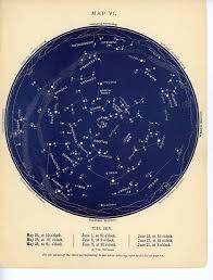 1884 may june constellations star map original antique