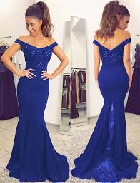 Royal Blue Bridesmaid Dresses Mermaid Formal Gowns Lace Appliques Off Shoulder Bridesmaid Dress Popular Bridesmaid Dresses Prom Dresses Blue