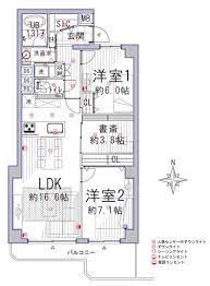等々力渓谷スカイマンション 仲介手数料無料 センチュリー21六棒 等々力渓谷スカイマンション 間取り 書斎 間取り マンション 間取り