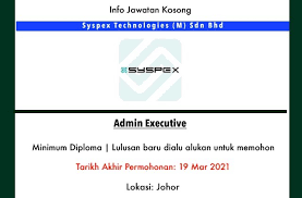 Syspex technologies 4h lifestyle, johor bahru. Info Jawatan Kosong Terkini Syspex Technologies M Sdn Bhd Johor Jawatan Kosong Terkini