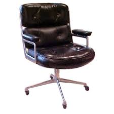 Vintage Time Life Desk Chair By Herman Miller In Black Leather Black Leather Upholstery Vintage Desk Chair Desk Chair