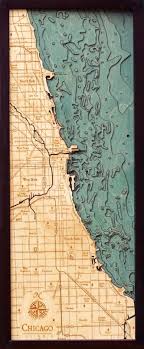 Chicago Shoreline 3 D Nautical Wood Chart 13 5 X 31
