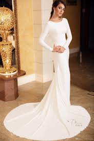 Simple yet beautiful, this crepe satin mermaid dress was made for the modern day chic bride. Crepe Mermaid Wedding Dress F00151