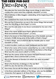 Mayhem and plenty of wild stories. The Geek Pub Quiz Good Morning Geeks And Halflings It S Fellowship Friday From Our Everyman Cinemas Movie Quiz Last November Here S Our Round All About The Lord Of The Rings Trilogy