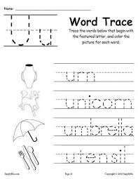 7 · uakaris · ufology ; Letter U Words Alphabet Tracing Worksheet