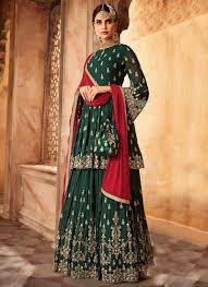 Buy Dark Green Embroidered Sharara Suit Online Sku Code Slsccn59005 This Green Color Party Sharara Suit For Sharara Designs Pakistani Sharara Indian Outfits