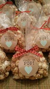 Fun Caramel Corn Baby Shower Party Favors Ready To Pop Cheap And Easy Idea We Did For Our Fall Bab Baby Shower Fall Baby Boy Shower Favors Simple Baby Shower