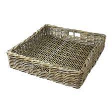Prop a rattan serving tray on a cocktail ottoman to keep snacks and drinks nearby. Grey Buff Rattan Xl Wicker Basket Footstool Tray The Basket Company
