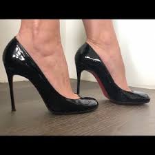 Christian Louboutin Shoes Christian Louboutin Black Patent Round Toe Heels Poshmark