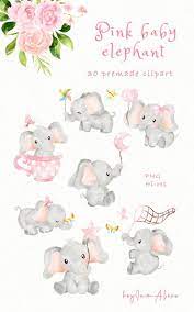 Baby Elephant Clipart Pink Watercolor Elephant Png Free Etsy Baby Girl Clipart Baby Elephant Watercolor Elephant