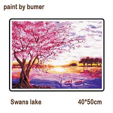 For a limited time only! Pbn Painting By Number Lukisan Cat Minyak Kanvas Diy Oil Painting Kit 40 50cm Swans Lake Shopee Indonesia