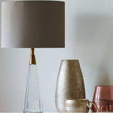 A wide variety of gray table lamp options are available to you, you can also choose from living room, hotel and bedroom gray table lamp,as well as from ce. Poloma Clear Glass Table Lamp With Grey 14 Shade Yorkshire Uk United Furnishings