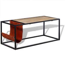 Its elegant design makes it beautiful as well as practical with its sweet metal shelf. Vidaxl Coffee Table With Genuine Leather Magazine Holder Vidaxl Com