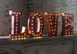 Led Wall Art Battery Operated 12 Inch Lighted Metal Letters Love
