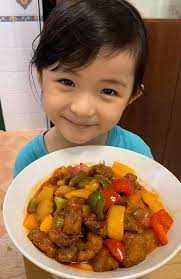 My 5-year-old little missy cooked sweet sour pork.