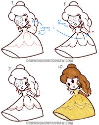How To Draw Cute Baby Chibi Belle From Beauty And The Beast Easy Tutorial How To Draw Step By Step Drawing Tutorials Cute Drawings Princess Drawings Belle Drawing