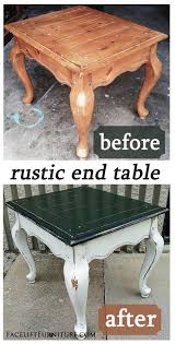 Black And White End Table Curvy Pine End Table In Black White Rustic End Tables Painted Furniture Painted End Tables