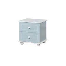 Mirroring the linear look of the keane bed, the generously sized designed by bill eastburn of william eastburn design, the keane solid wood charging nightstand is a crate and barrel exclusive. Two Drawer Solid Wood Nightstand With Round Feet Blue And White