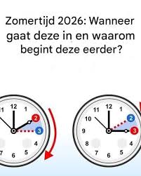 Zomertijd 2026: Wanneer gaat deze in en waarom begint deze eerder? 12 1 1 2  12 1 11 10 3 2 9 4 7 3 5 6 8 4 7 6 5