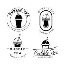 Iklan minuman boba xi bo ba. Bubble Tea Logo Set Kostenlose Vektor