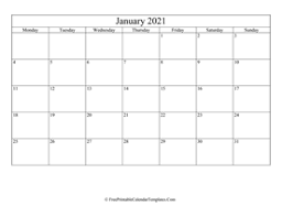 2021 blank and printable word calendar template. January 2021 Calendar Templates Freeprintablecalendartemplates Com
