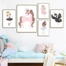 Easy unicorn painting birthday party ideas in 2019 unicorn. Cartoon Nordic Poster Unicorn Wall Art Canvas Painting Swan Ballet Girl Wall Pictures For Kids Room Baby Room Decor Unframed Buy Cheap In An Online Store With Delivery Price Comparison Specifications