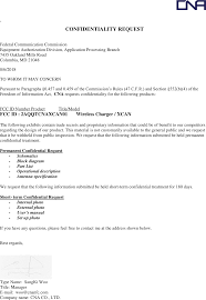 An application letter is often intended to stand o. Cnaxcan01 Wireless Charger Cover Letter 5 Confidentiality Request Letter Template Fcc Permanent Short Term Cna