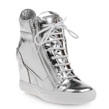 Black And Silver High Top Sneakers Csneakers Com Metallic Silver With High Side Zipper Trendy Womens Sneakers Womens Sneakers Womens High Top Sneakers