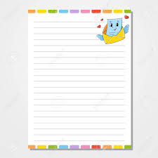 sheet template for notebook notepad diary lined paper cute character envelope with a color image isolated vector illustration cartoon style royalty free cliparts vectors and stock illustration image 143679144