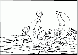 Coloring page with one jumping dolphin in the sea. Free Printable Dolphin Coloring Pages Novocom Top