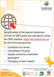 Through our whatsapp line on 082 046 8553; Sassa On Twitter Hi Jordano48145883 Please Use The Srd Website Https T Co C85g74pv1i To Do The Following Correction Of Names Cancelation Of Grant Application For Reconsideration Changing Of Bank Details Https T Co F35gzfrmoz