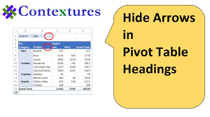Remove the check mark from the option, show. Hide Drop Down Arrows In Pivot Table Headings Youtube