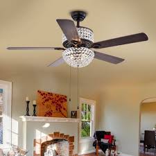 Laure Crystal 6 Light Crystal 5 Blade 52 Inch Ceiling Fan Optional Remote 2 Color Option Blades Ceiling Fan Tiffany Ceiling Fan Ceiling Fan Chandelier