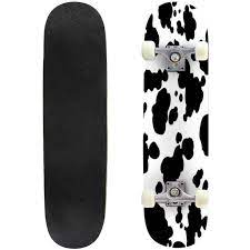 Pink cow spots animal print pattern skateboard. Cow Print Outdoor Skateboard Longboards 31 X8 Pro Complete Skate Board Cruiser Walmart Com Walmart Com