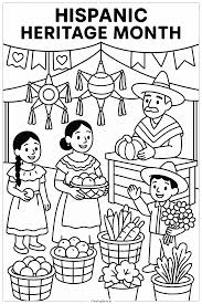 A Colorful Market For Hispanic Heritage Month Coloring Page (Free PDF&PNG  Printable)