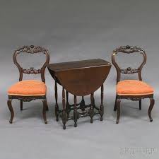 Walnut Veneer Gate Leg Table And Two Walnut Victorian Chairs Victorian Chair Chairs For Sale Chair