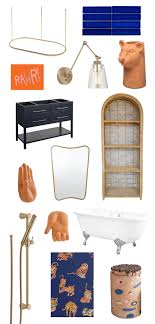 The blue subway tile provides a focal point in the kids bathroom. The Mindwelling Kids Bathroom Inspiration Mood Board Studio Diy