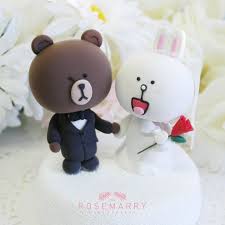 Custom Wedding Cake Topper Cute Line Character Theme Etsy Custom Wedding Cakes Custom Wedding Cake Toppers Wedding Cake Toppers