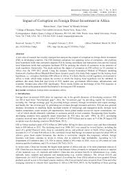 Pdf Impact Of Corruption On Foreign Direct Investment In Africa